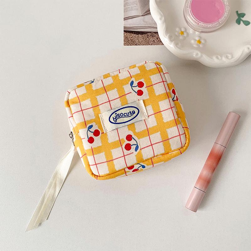 

Sweet Plaid Cosmetic Bag Makeup Bag Travel Clutch Bag Menstrual Bag Sundry Storage Bag жёлтый