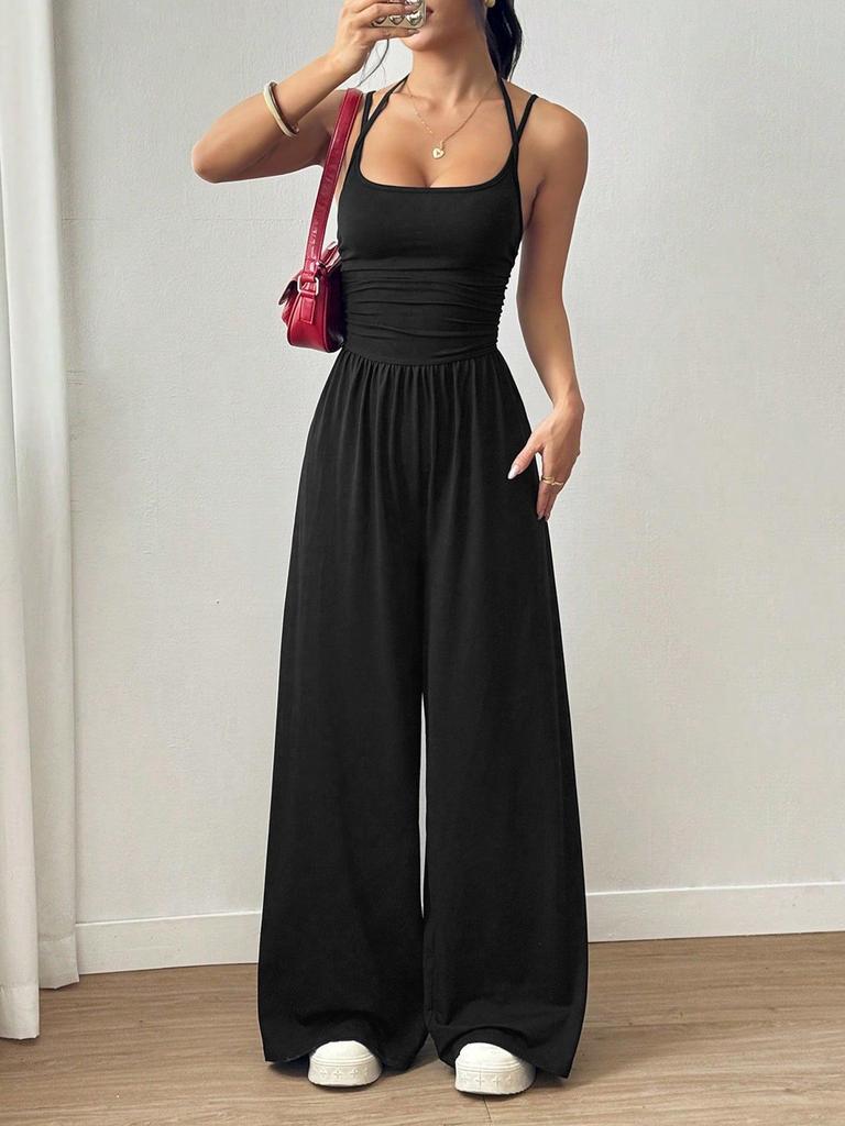 European & American Style Women's Casual Camisole Jumpsuit - Summer Wide Leg Loose Fit