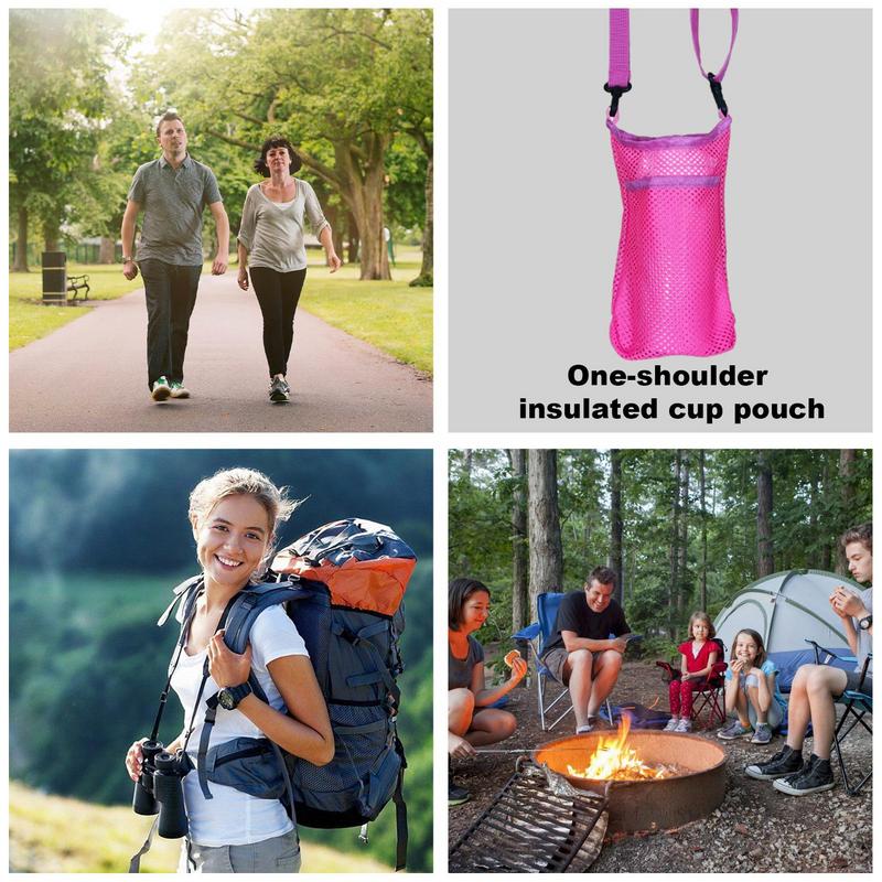 Portable Sport Water Bottle Cover Mesh Cup Sleeve Pouch With Strap Mobile Mobile Phone Carryall Visible Carryall Outdoor Activity Camping Accessories