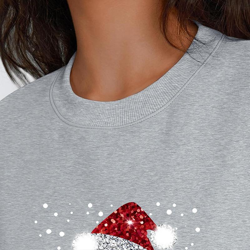 Women S Christmas Plus Size Tops Sparkly Sequin Reindeer Pattern Long Sleeve Crew Neck Loose Fit Sweatshirts with Festive Print Sweatshirts