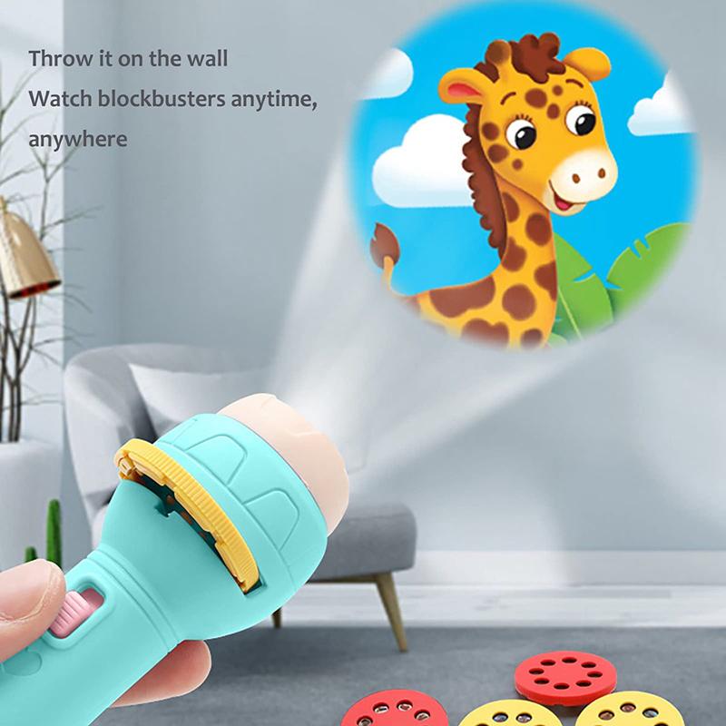 Children Luminous Animal Projection Flashlight Toy Flashlight Baby Early  Education Cute Cartoon Fun Boys And Girls Stall Gift T