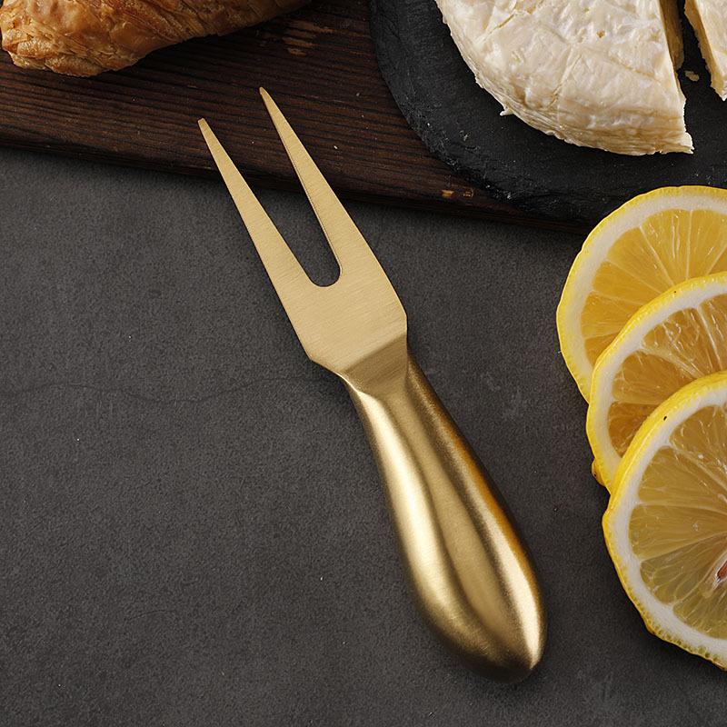 Cheese Knife Set Cheese Stainless Steel 6Pcs Gold Cheese Slicer Cutter Handle Mini Knife Butter Knife Spatula Fork Matte
