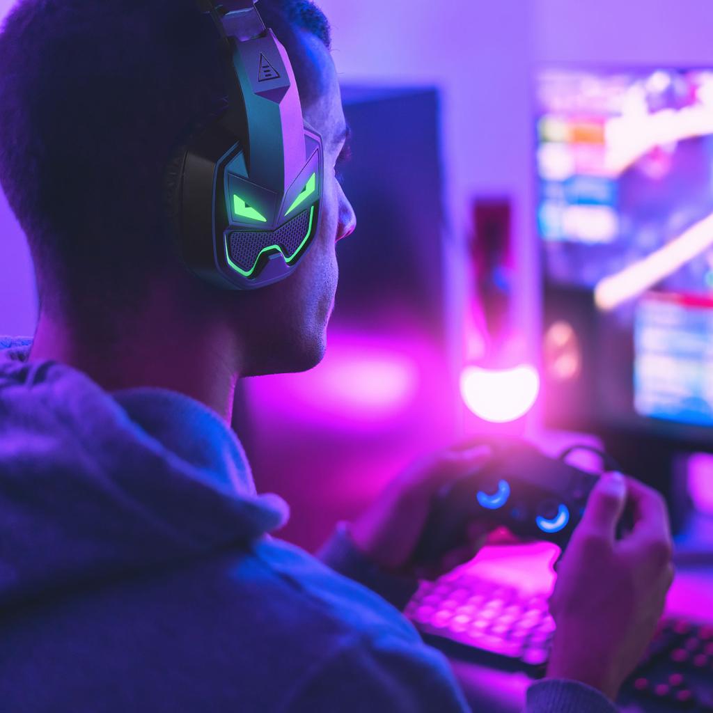 Słuchawki do gier Headset Gamer 3,5 mm przewodowe do komputerów PC/Xbox/PS4/PS5 z mikrofonem z redukcją szumów, słuchawki nauszne do komputera