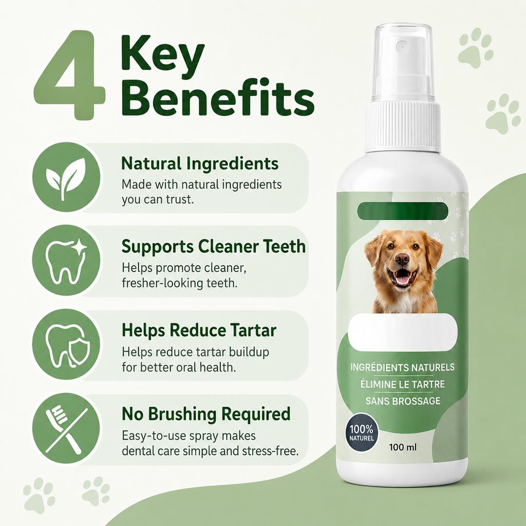 Dog Spray No-Brush for Breath and Plaque Removal Daily Grooming