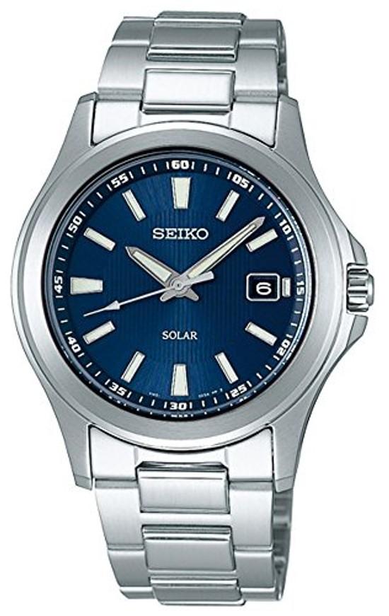 SEIKO SELECTION SBPN071 Orologio da polso da uomo solare con datario quadrante blu acciaio inossidabile.