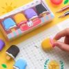 4pcs Yummy Dessert Erasers Set Mini Lollipop Icecream Popsicle Donuts Rubber Pencil Eraser for Kids School Student Award