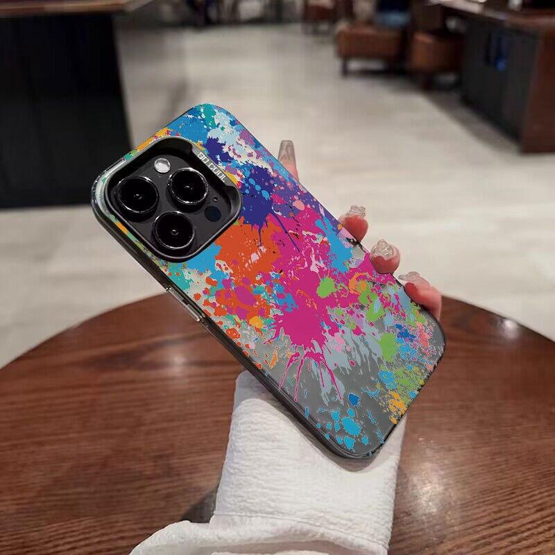 Tide Cool Ink Splashing Graffiti Suitable for Apple 16 Mobile Phone Case 14promax Cartoon iPhone15 Matte Anti-drop 11xr