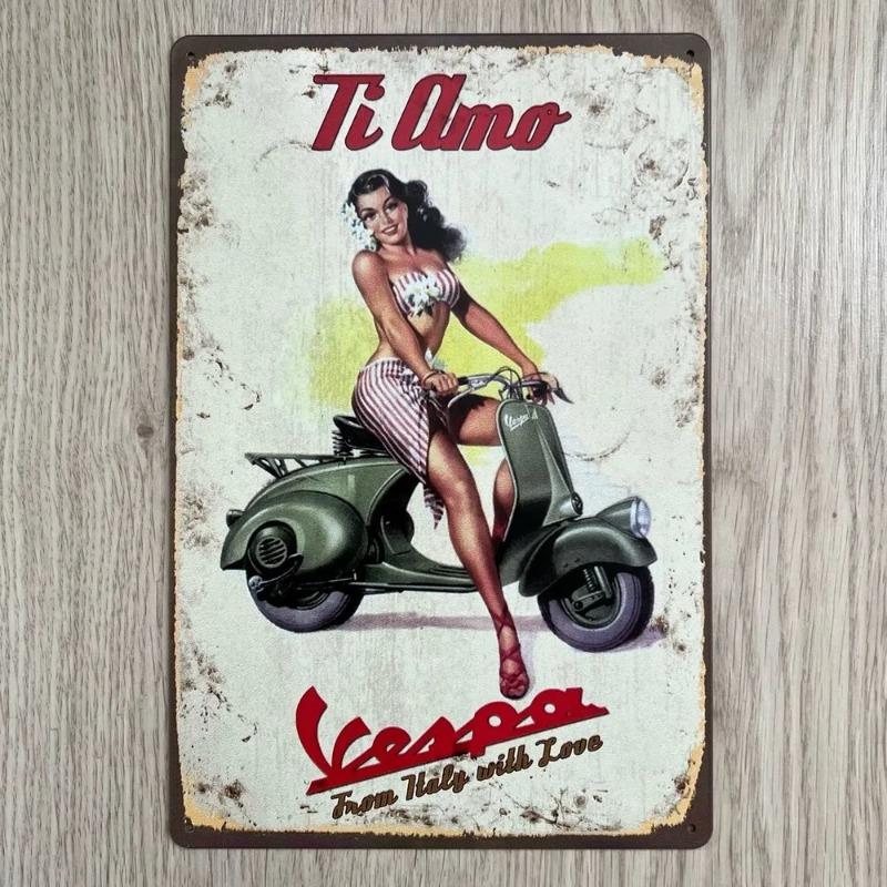 Pin-Up Girl Metal Sign, Retro Wall Art Decor