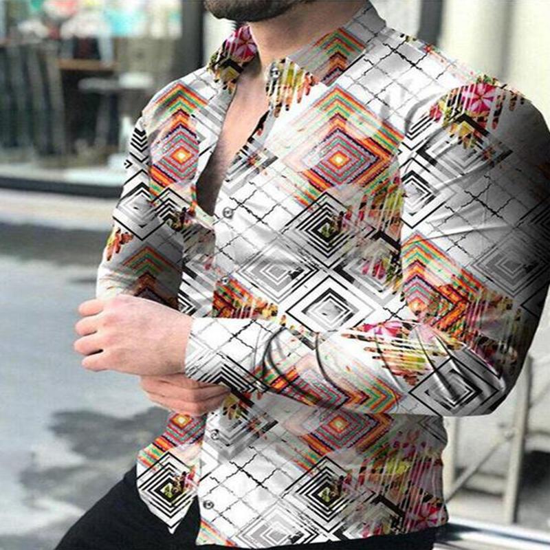 

2023 мужская вечерняя повседневная рубашка, социальная мужская рубашка, рубашка на пуговицах с лацканами, повседневная рубашка с длинными рукавами и принтом, популярная, высокое качество