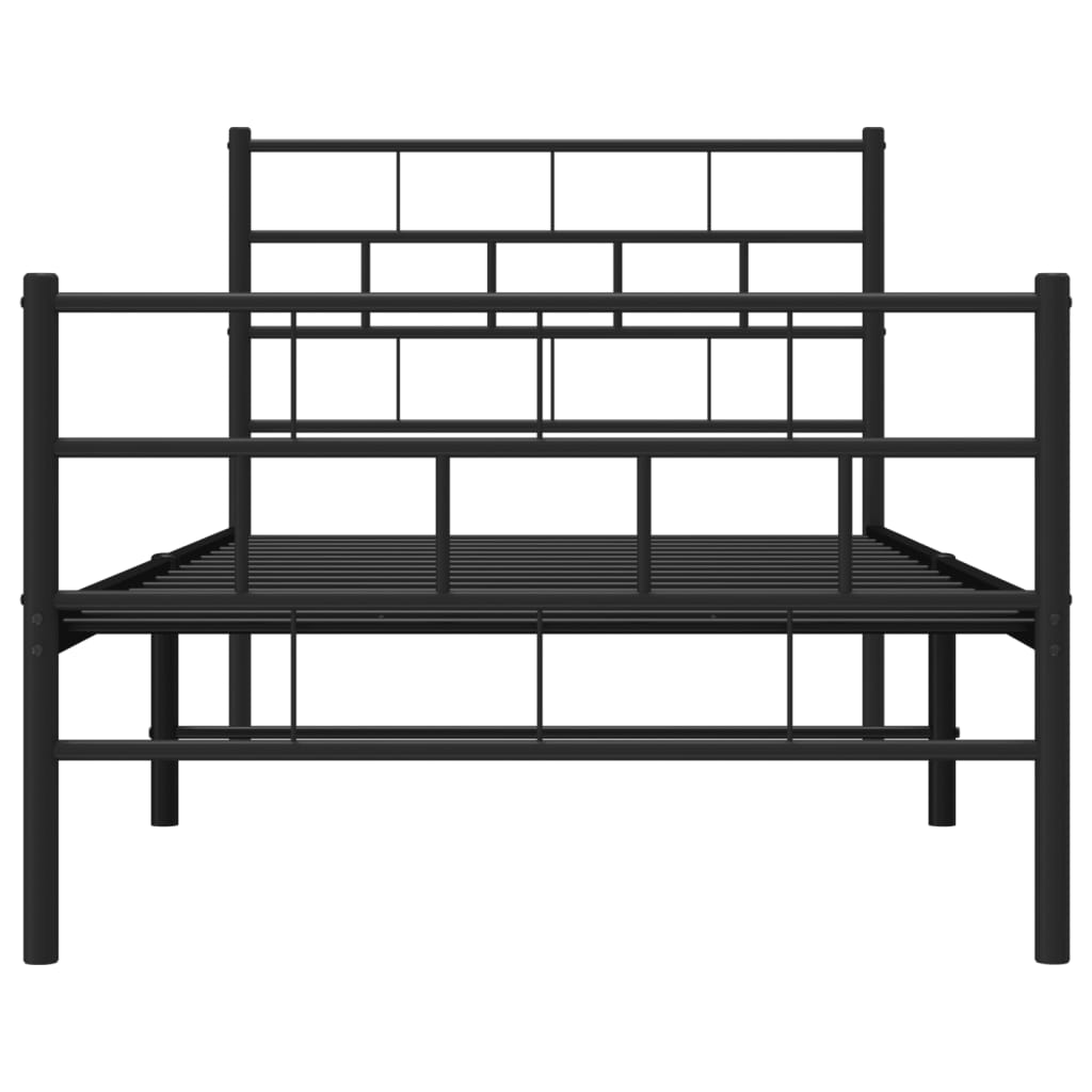Vidaxl Metalowa Rama Łóżka Z Wezgłowiem I Zanóżkiem, Czarna, 90X190 Cm