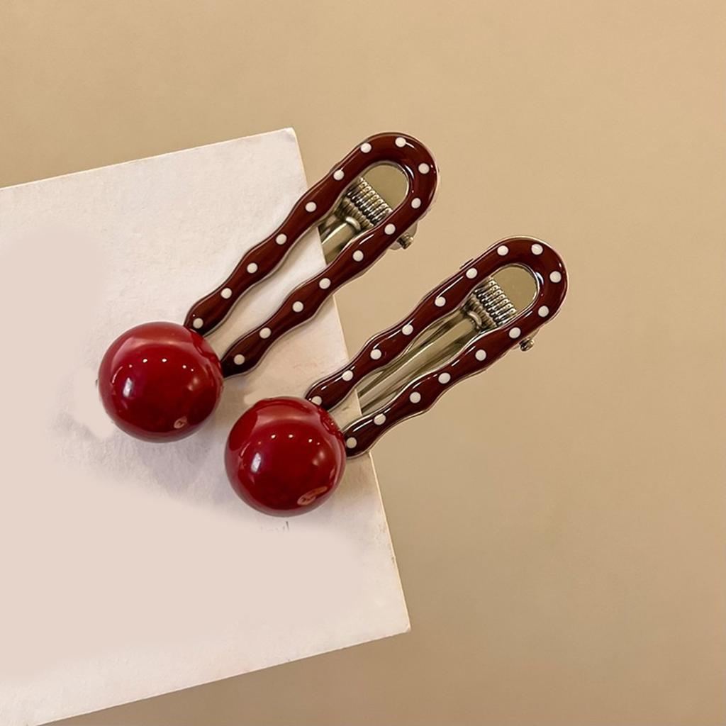 Lovely Polka Dot Heart Hair Clip Durability Alloys Hairpins Sweet Styles Hairpin for Women and Girls