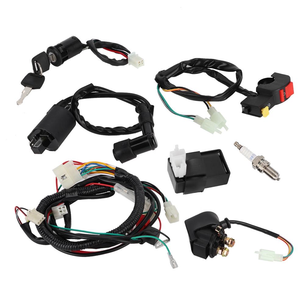 Full Wiring Harness Solenoid Coil CDI Relay Kit Fits for 150cc ATV Quad Accessory