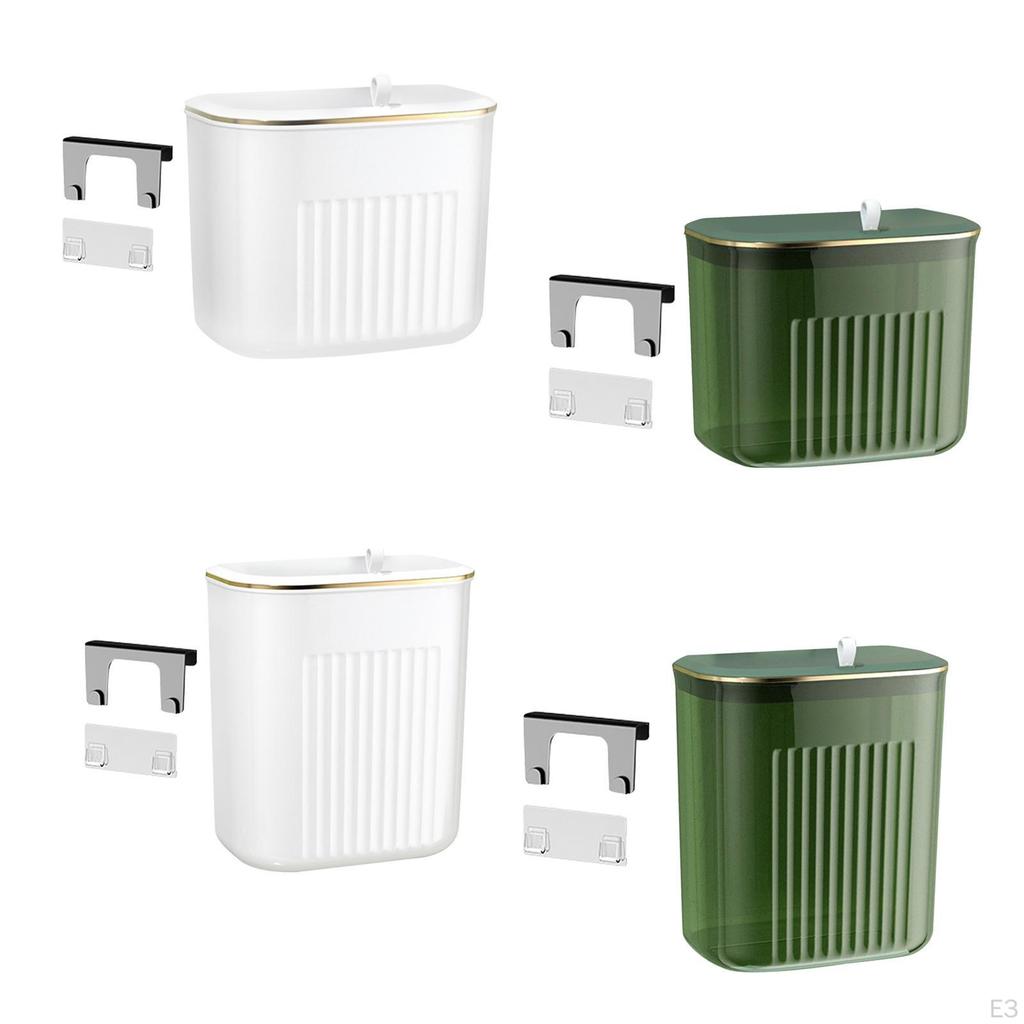 Hanging Trash Can with Lid Food Waste Bin Kitchen Compost Wall Mount Garbage for Countertop