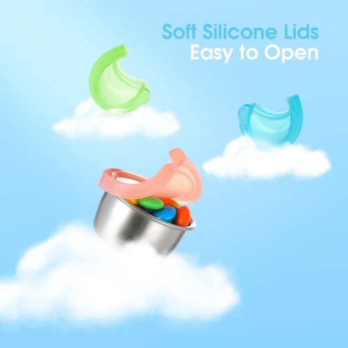 6 x 1.6 oz Small Salad Dressing Containers with Lids, Stainless Steel Sauce Containers, Fits in Lunch Boxes, Premium Silicone, Leakproof, Easy-Open, R