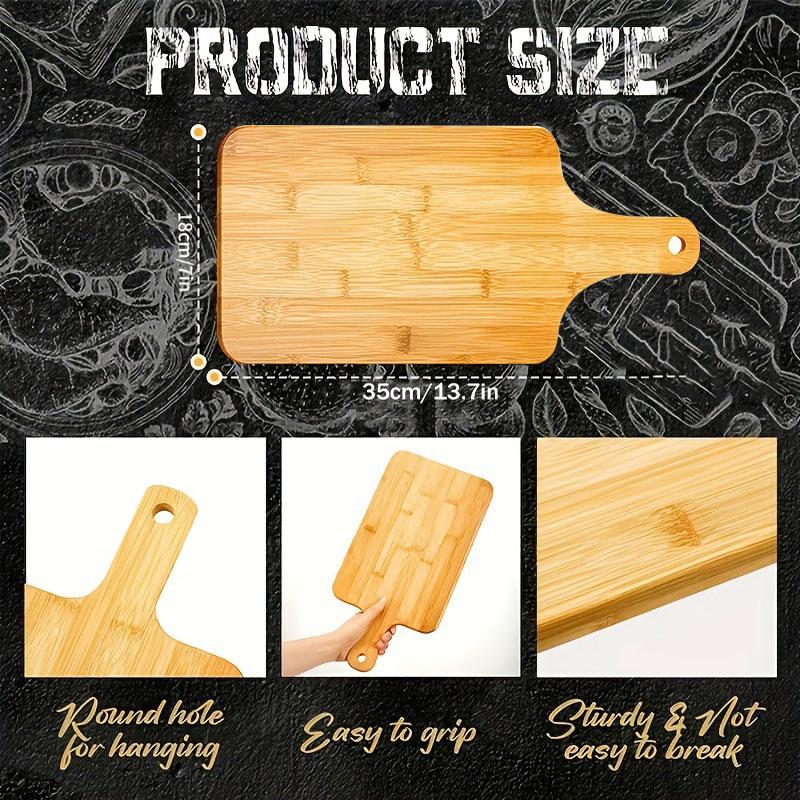 Bamboo Wooden Serving Board for Pizza Bread Steak Kitchen Chopping Boards Rectangle Vegetable Fruit Cutting Board with Handle
