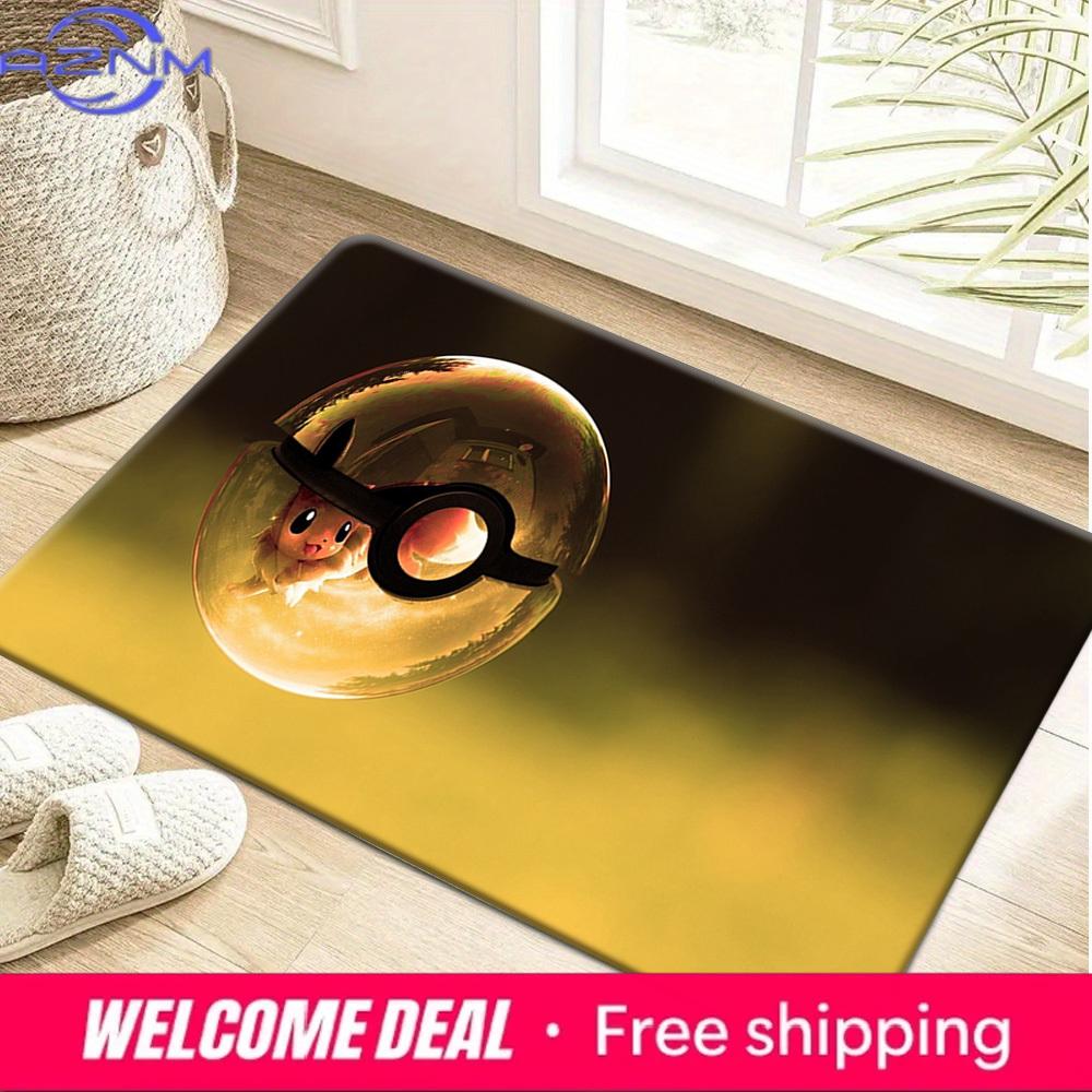 Pokemon Eevee in Golden Pokeball Art Print Non-Slip Doormat, Absorbent Floor Mat for Home Decor 40cm x 60cm