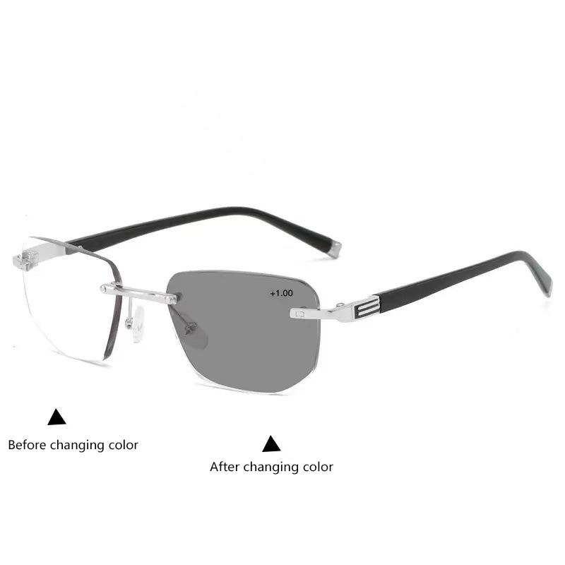 

Men s Metal Fashion Reading Glasses For Middle-aged And Elderly With Unrimmed Color Changing Old-fashioned Lenses 205 2