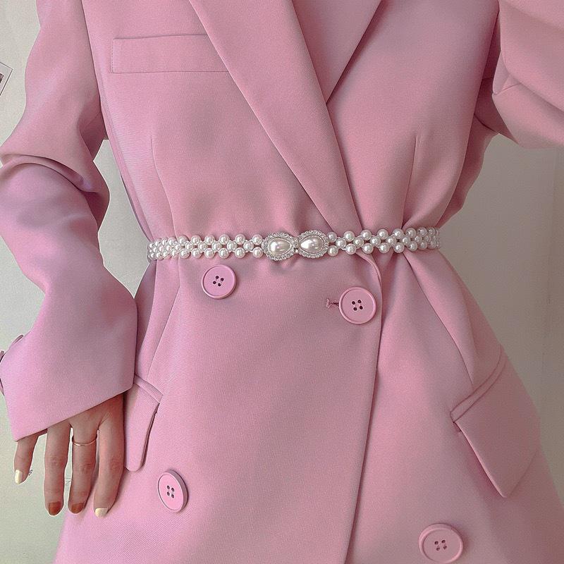 Women's Korean Style Pearl Waist Belt - Elegant, Versatile, Thin Elastic Chain with 22 Sweet Designs