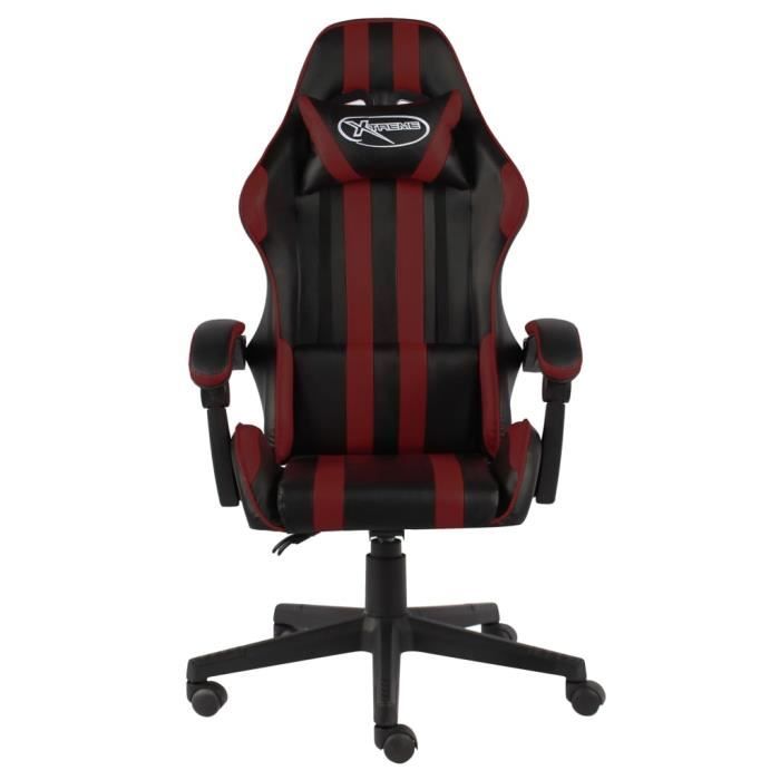Fauteuil de jeux vidéo - vidaXL - Noir et rouge bordeaux - Similicuir - Hauteur réglable - 360° pivotant