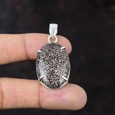 Dinosaur Bone Pendant Designer Gemstone Jewelry 925 Sterling Silver Pendant Handmade Pendant Unique Style Jewelry Engagement Gift For Bridal
