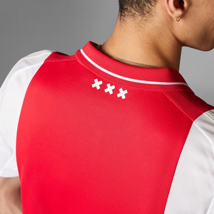 Adidas Ajax Amsterdam 24/25 Home Jersey Moisture-Wicking Comfortable Short-Sleeve Soccer Shirt Men Tops White Red IT6168