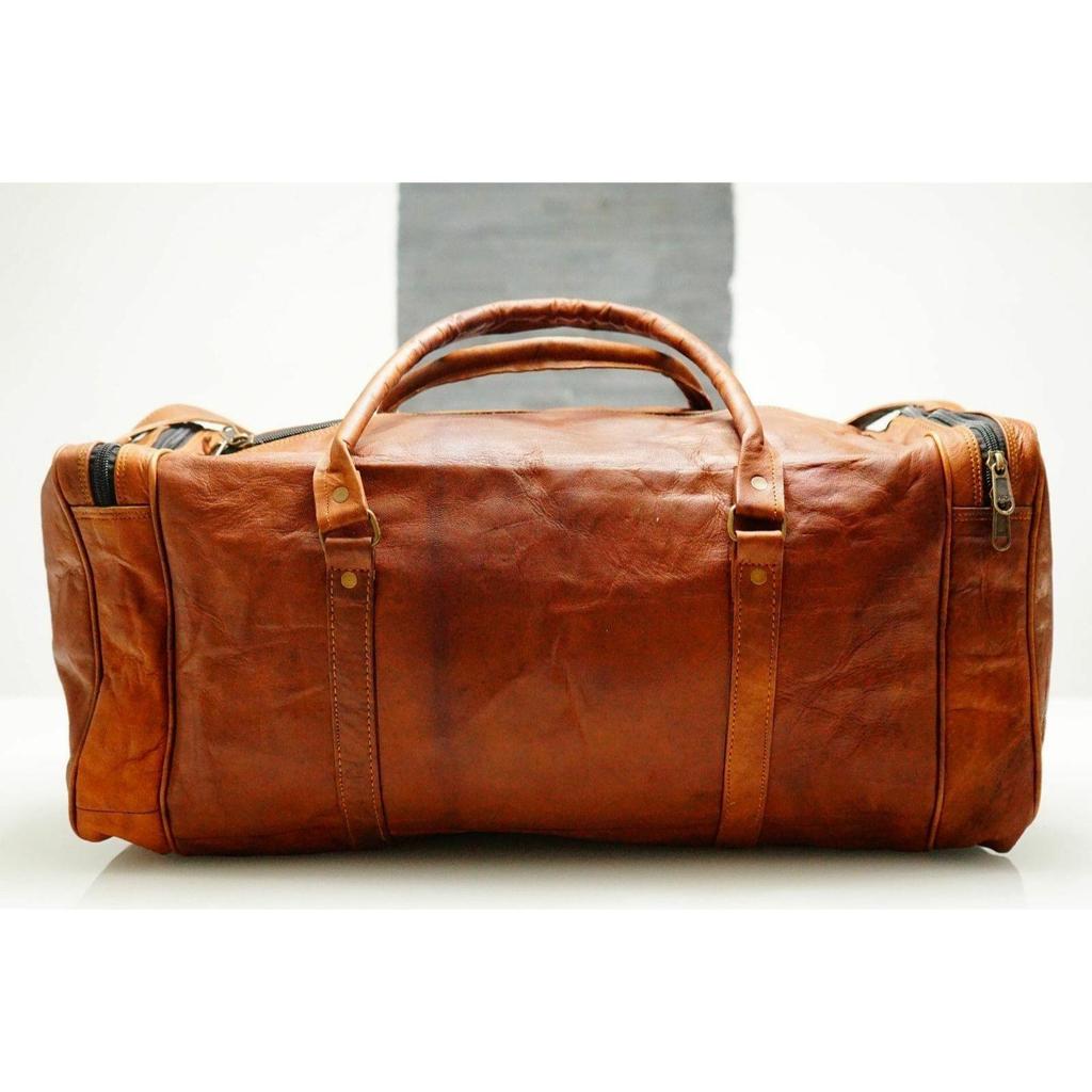 Men's Duffel Genuine Leather Vintage Overnight Carry-On Travel Luggage Gym Bag