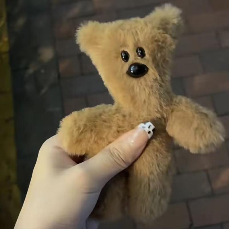 Brun plysch nyckelring gör ljud Kawaii björndocka väskhänge djur nyckelring leksak för flickor och barn väsktillbehör