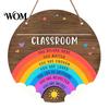 Farmhouse Classroom Sign Wooden Welcome for Door, to Our Round Smooth Surface Door Plaque Hanger, Front Hanging Sign, Back School Preschool Decoration