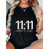Black Oversized T Shirt With 1111 Make A Wish Print For Casual Wear And Everyday Style