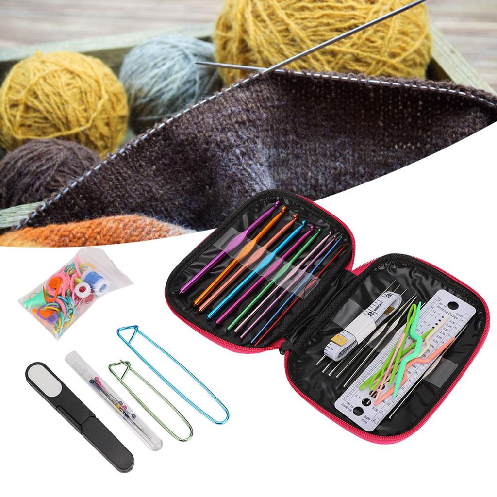 100PcsSet Sweater Knitting Tool 22 Metal Crochet Set Needles Sewing Tools Kit with DIY