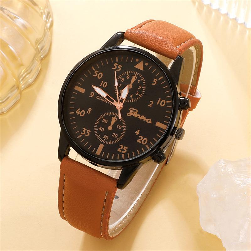Men's Casual Trend Sports Belt Watch Watch Business Quartz Watch + Bracelet Set Simple