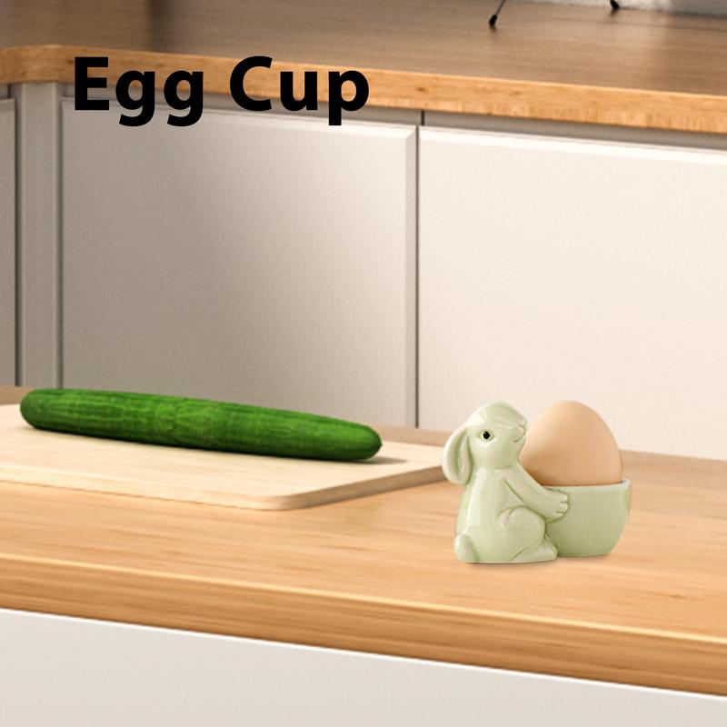 Ceramic Rabbits Shape Egg Cup Cute Bunny Shaped Egg Stand Holder Tabletop Ornaments Hard Boiled Egg Holder Container Egg Tools