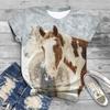New Women T-Shirts Horse 3D Print Women's Round Neck Short Sleeve T Shirt Animal Graphic Tees Harajuku Y2K Tops Female Clothing