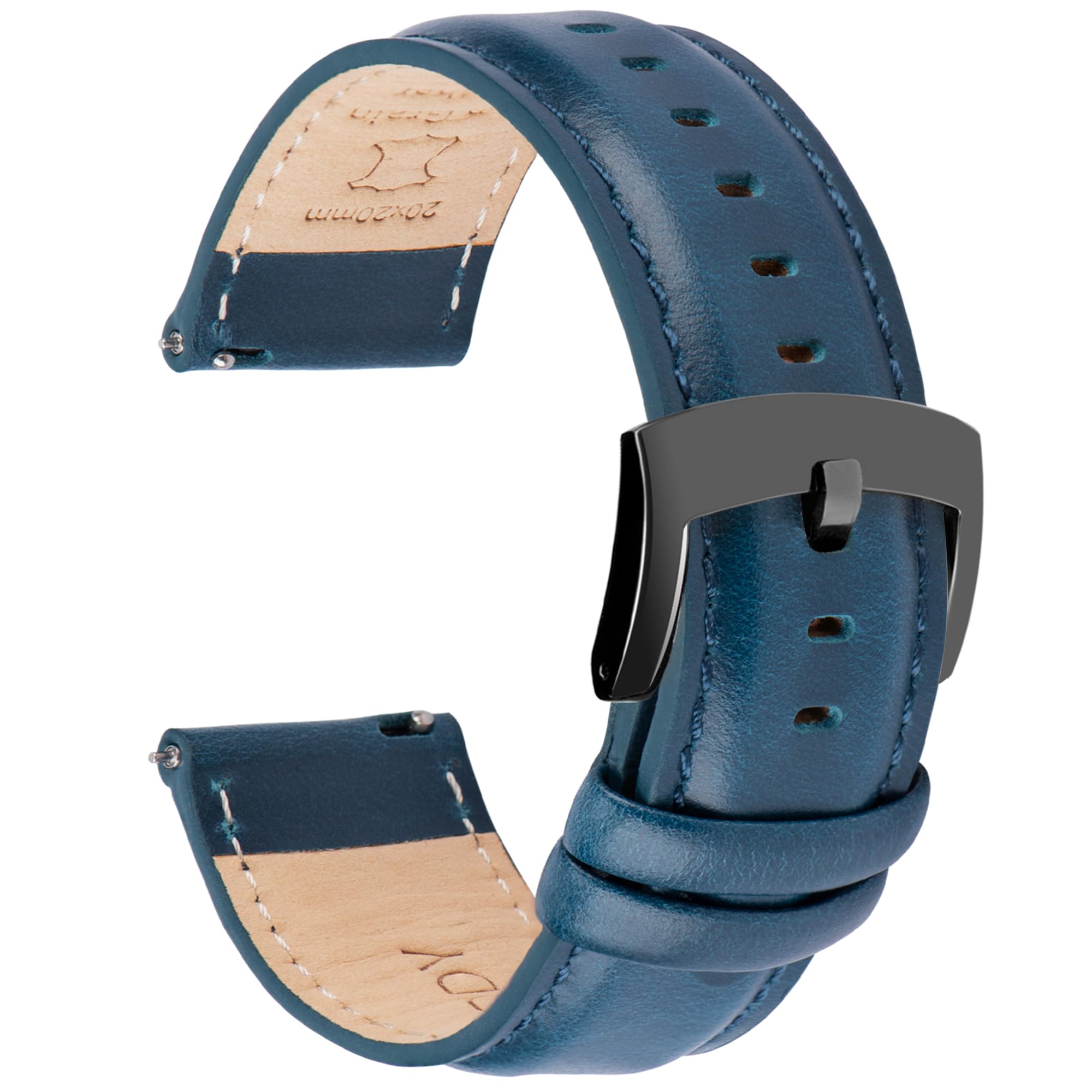 

Ottoody Genuine Leather Replacement Watch Band, 0.71, 0.75, 0.79, 0.83, 0.87 inch (18, 19, 20 mm