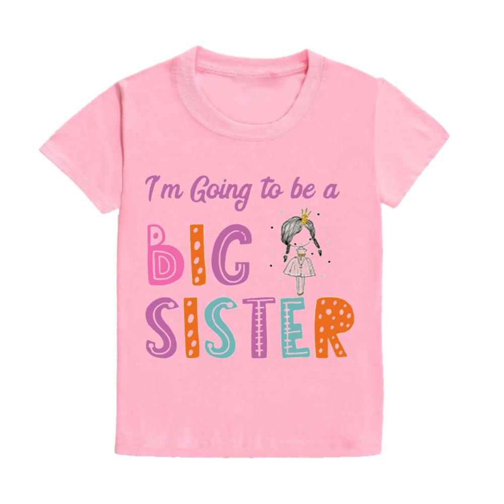 Vou Ser Uma Irmã Mais Velha Estampa Camiseta Infantil Casual Manga Curta Camiseta Infantil Anúncio de Gravidez Roupas para Festa de Família de Feriado