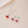 3-delt smykkesett med søt atmosfære Damer Røde kirsebær øredobber halskjede sett Kobberbelagt jernkjede Høytidsfest
