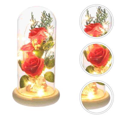 Roses artificielles en verre, décorations en forme de dôme, charmantes décorations en borosilicate, roses mères