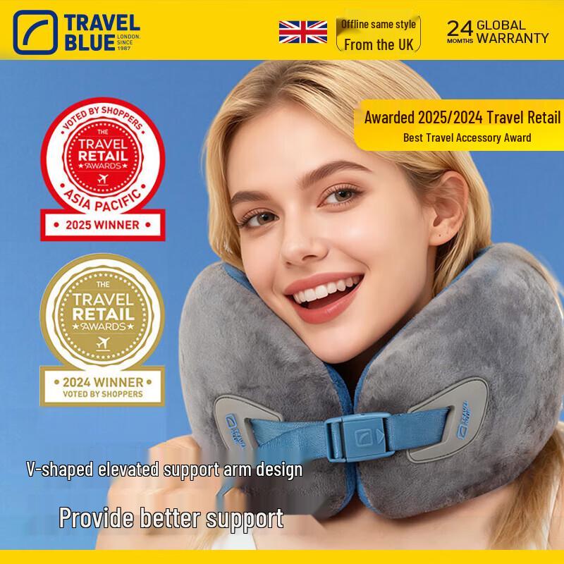 TRAVEL BLUE Memory Foam V-Support Travel Neck Pillow