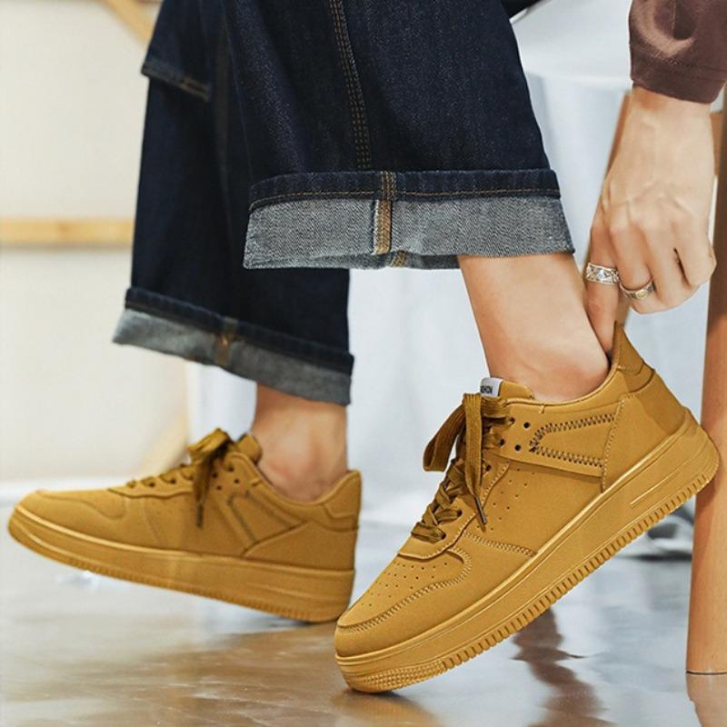 Men Low‑top White Skate Sneakers Casual Shoes for Male Students