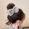 Plush Bow Meatball Shaped Head Grab Clip Women's Back of The Head High End Feeling New Style of Hair Clip Hair Fashion Accessory
