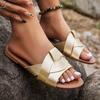 Foreign Trade Women's 2025 Spring and Summer New Flat Bottom Color Matching Cross Large Size Casual Women's Cool Slippers 2025 Batch
