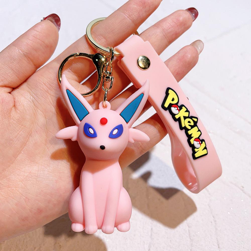 Cute Pikachu Eevee Keychain Adorable Couple Gift Silicone Key Accessory Bag Charm