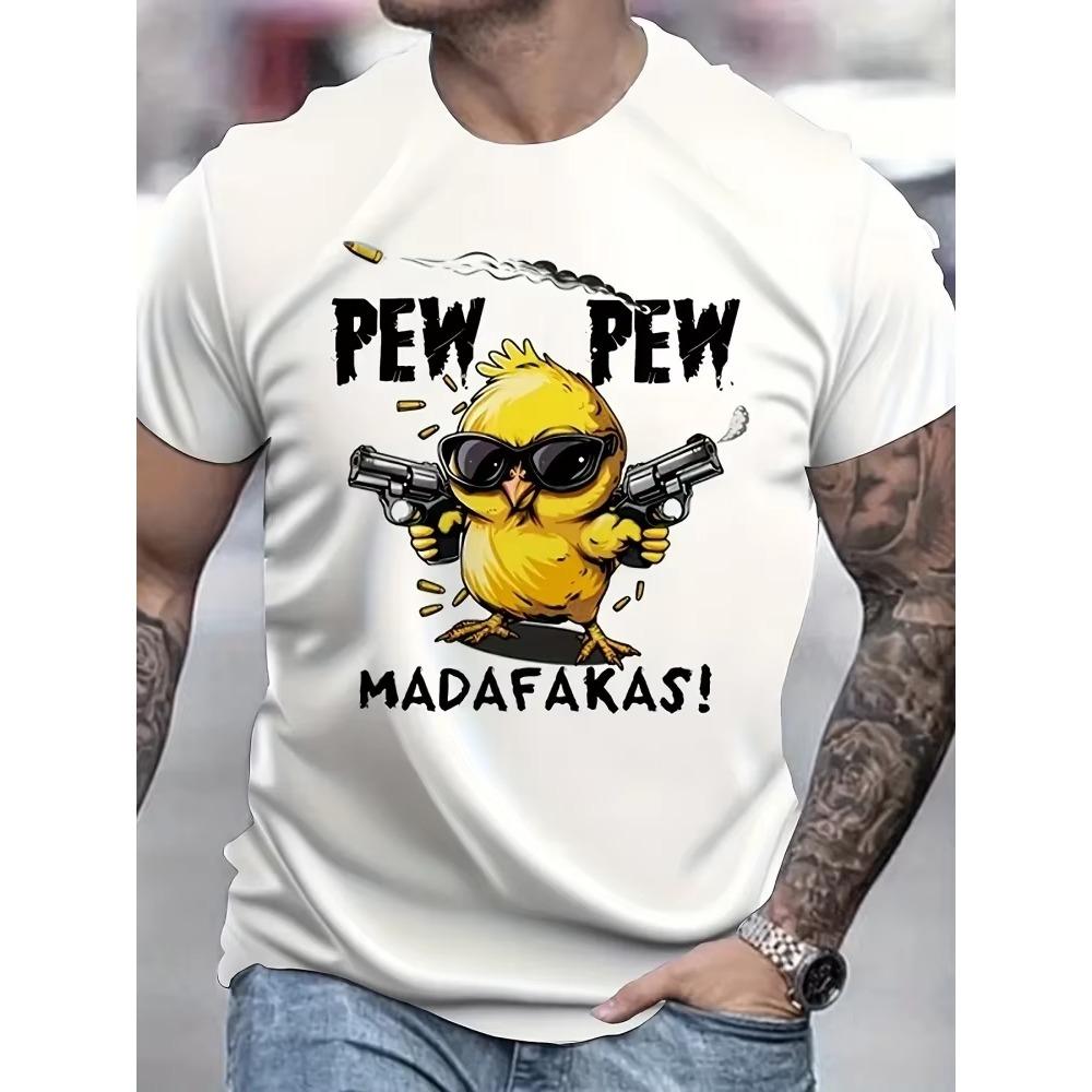 2025 New Street Style Men's Fashion T-shirt 3D Duck Print Men's Daily Casual T-shirt Outdoor Sports Men's Loose Short Sleeve Top