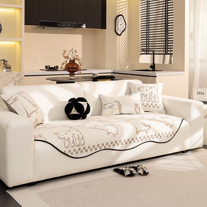 Special-Shaped Sofa Cushion Irregular Autumn And Winter Plush Non-Slip Sofa Cover Cloth Straight Row Cartoon Style Sofa Cushion