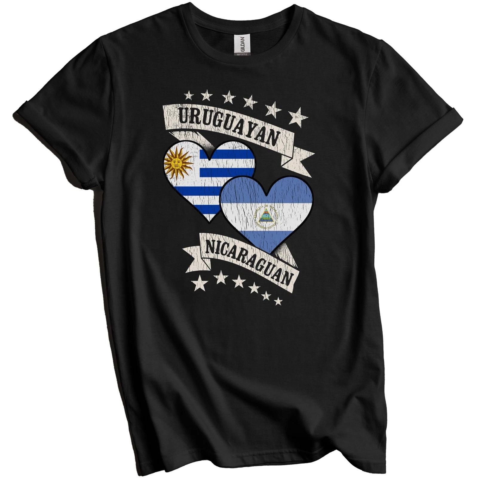 Uruguayan Nicaraguan Heart Flags Uruguay Nicaragua T-Shirt L
