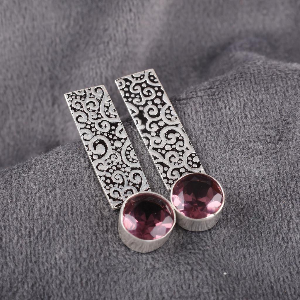 Rhodolitt Edelstenssmykker, Håndlagde Sølvsmykker, 925 Sterling Sølv Øredobber, Nydelige Sølv Øredobber Til Bryllupsgave
