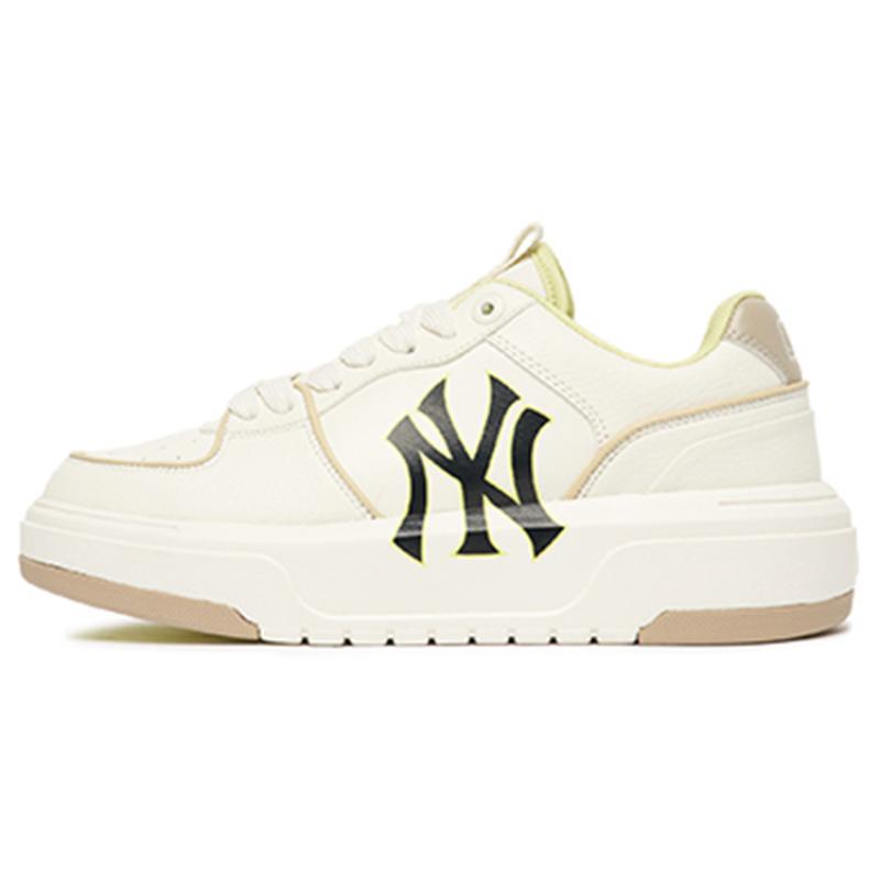 MLB Chunky Liner Slip Resistant Cushioning Abrasion Resistant Low Top Skateboard Shoes Unisex White Yellow Sneakers 3ASXCA12N-50BGS
