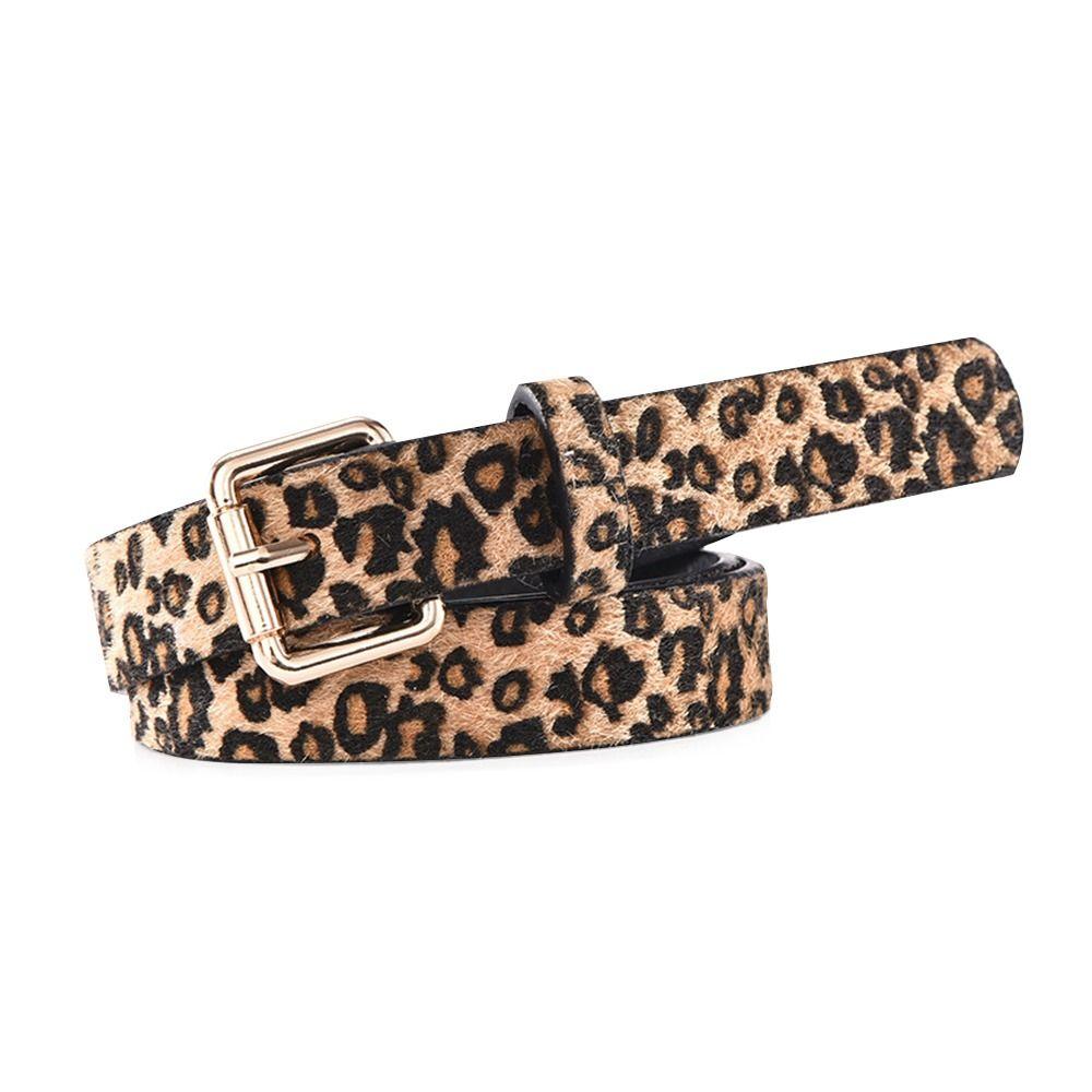 Leopardí Vzor Hadovitý Tenký Pasový Pásek S Kolíčkovou Sponou Pás Kalhoty Šaty Kožený Pás
