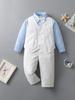 British Gentleman Christening Outfit: Boys' Long-Sleeve Three-Piece Set for Spring & Autumn