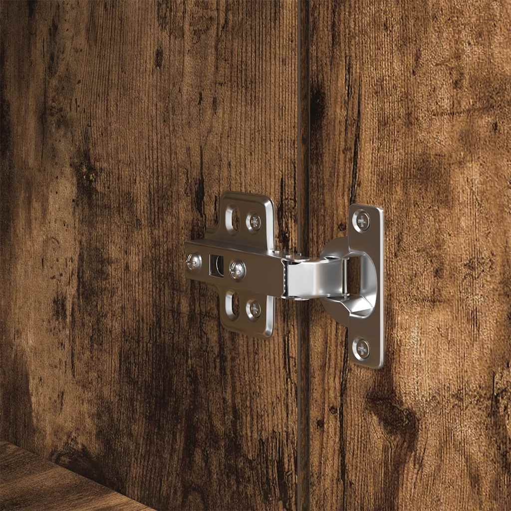 Nightstand Smoked Oak Finish 39 X 35 X 65 Cm Engineered Wood